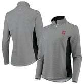 Cleveland Guardians Tommy Bahama Women's Aubrey Stripe Block IslandZone Half-Zip Jacket - Black Jackets