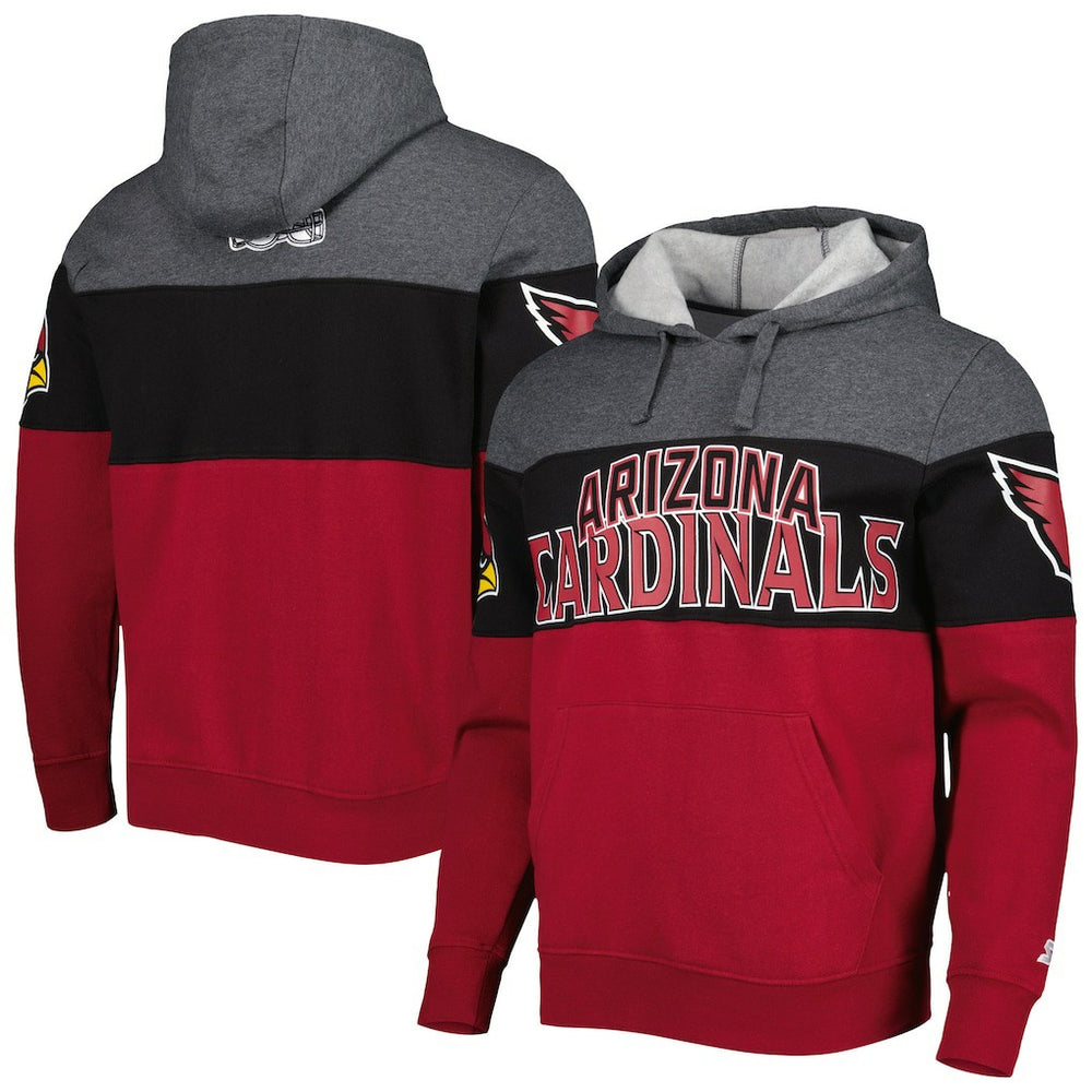 Arizona Cardinals Starter Extreme Pullover Hoodie - Heather Charcoal/Cardinal Hoodies
