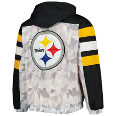Pittsburgh Steelers Starter Thursday Night Gridiron Raglan Half-Zip Hooded Jacket - White/Black Jackets