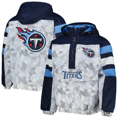 Tennessee Titans Starter Thursday Night Gridiron Raglan Half-Zip Hooded Jacket - White/Navy Jackets