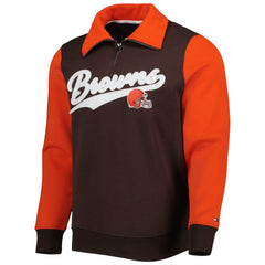 Cleveland Browns Tommy Hilfiger Aiden Quarter-Zip Sweatshirt - Brown/Orange Sweatshirts
