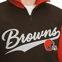 Cleveland Browns Tommy Hilfiger Aiden Quarter-Zip Sweatshirt - Brown/Orange Sweatshirts