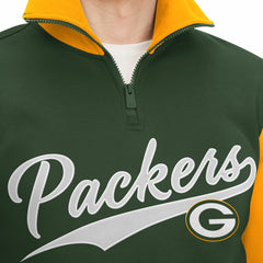 Green Bay Packers Tommy Hilfiger Aiden Quarter-Zip Sweatshirt - Green/Gold Sweatshirts