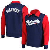 New England Patriots Tommy Hilfiger Aiden Quarter-Zip Sweatshirt - Navy/Red Sweatshirts