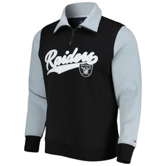 Las Vegas Raiders Tommy Hilfiger Aiden Quarter-Zip Sweatshirt - Black/Silver Sweatshirts