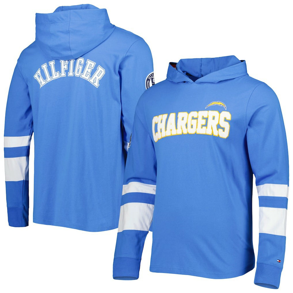 Los Angeles Chargers Tommy Hilfiger Alex Long Sleeve Hoodie T-Shirt - Powder Blue/White Hoodies