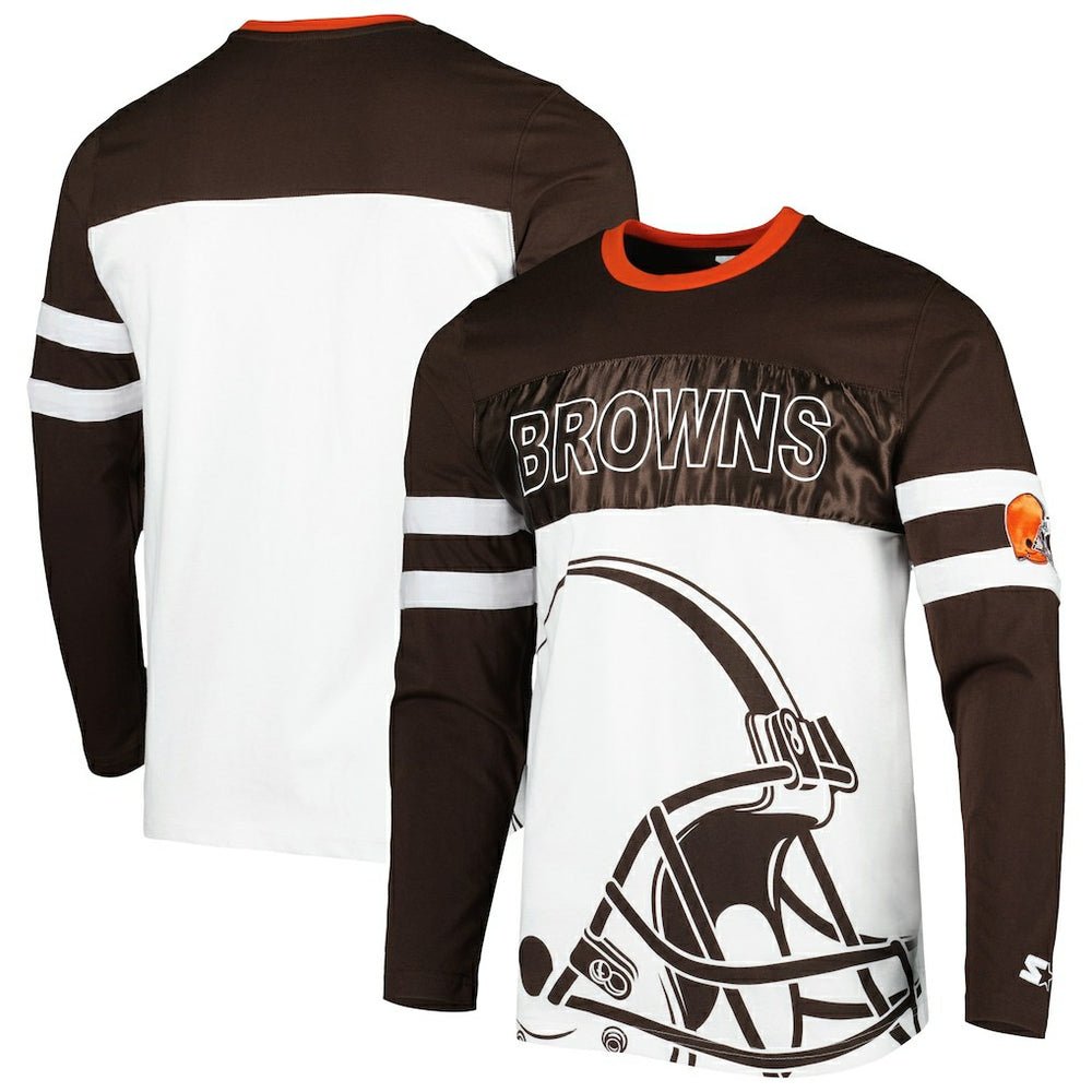 Cleveland Browns Starter Halftime Long Sleeve T-Shirt - Brown/White T-shirts