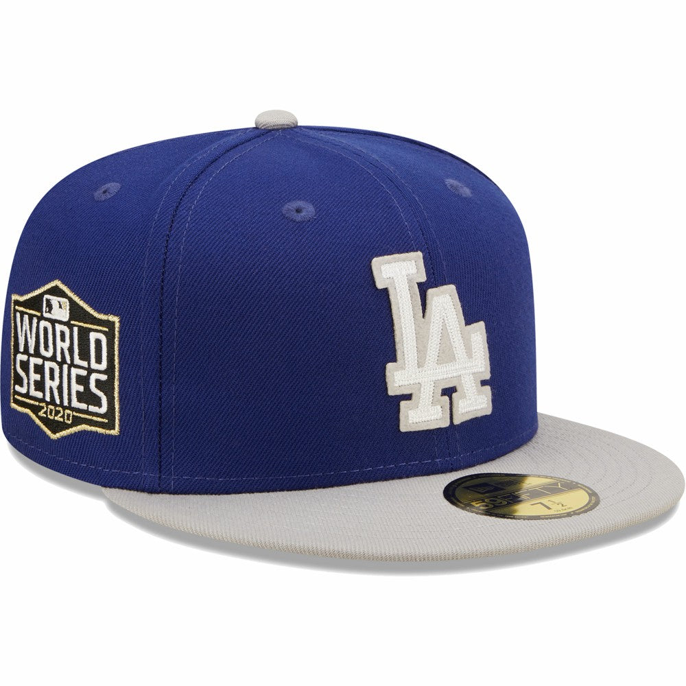 Los Angeles Dodgers New Era 2020 World Series Champions Letterman 59FIFTY Fitted Hat - Royal/Gray Hats