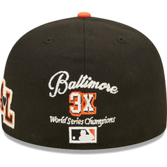 Baltimore Orioles New Era 1983 World Series Champions Letterman 59FIFTY Fitted Hat - Black/Orange Hats
