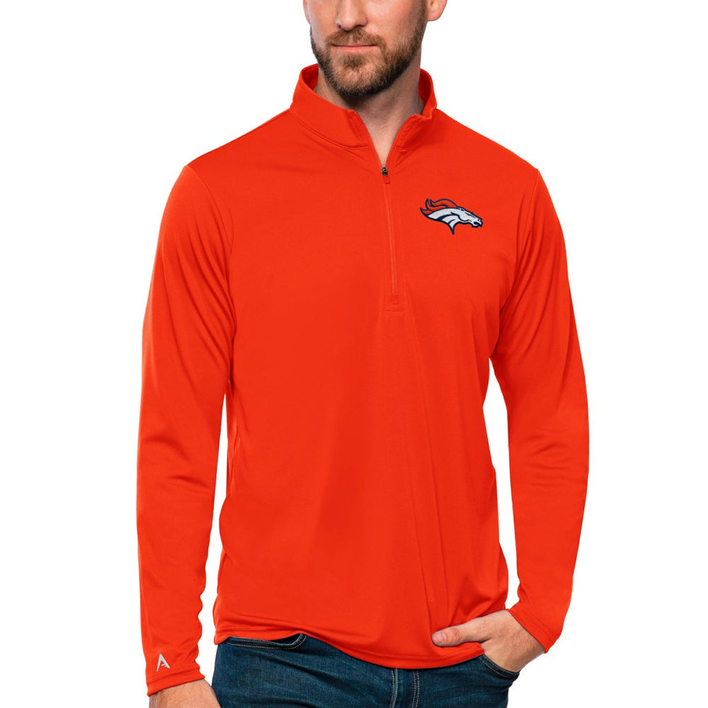 Denver Broncos Antigua Tribute Quarter-Zip Lightweight Pullover Top - Orange Pullover