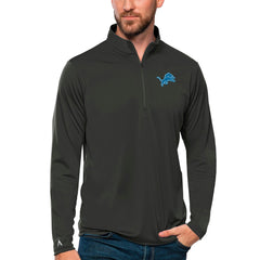 Detroit Lions Antigua Tribute Quarter-Zip Lightweight Pullover Top - Charcoal Pullover
