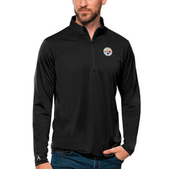 Pittsburgh Steelers Antigua Tribute Quarter-Zip Lightweight Pullover Top - Black Pullover