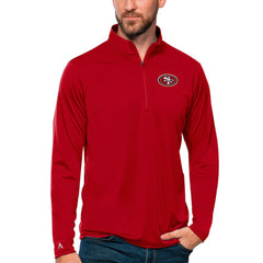 San Francisco 49ers Antigua Tribute Quarter-Zip Lightweight Pullover Top - Scarlet Pullover