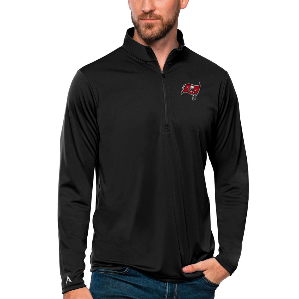 Tampa Bay Buccaneers Antigua Tribute Quarter-Zip Lightweight Pullover Top - Black Pullover