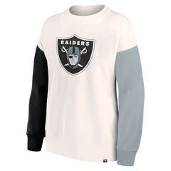 Las Vegas Raiders Women's Colorblock Primary Logo Pullover Sweatshirt - White Pullover
