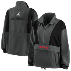 Atlanta Braves WEAR by Erin Andrews Women's Packable Half-Zip Jacket - Charcoal Jackets