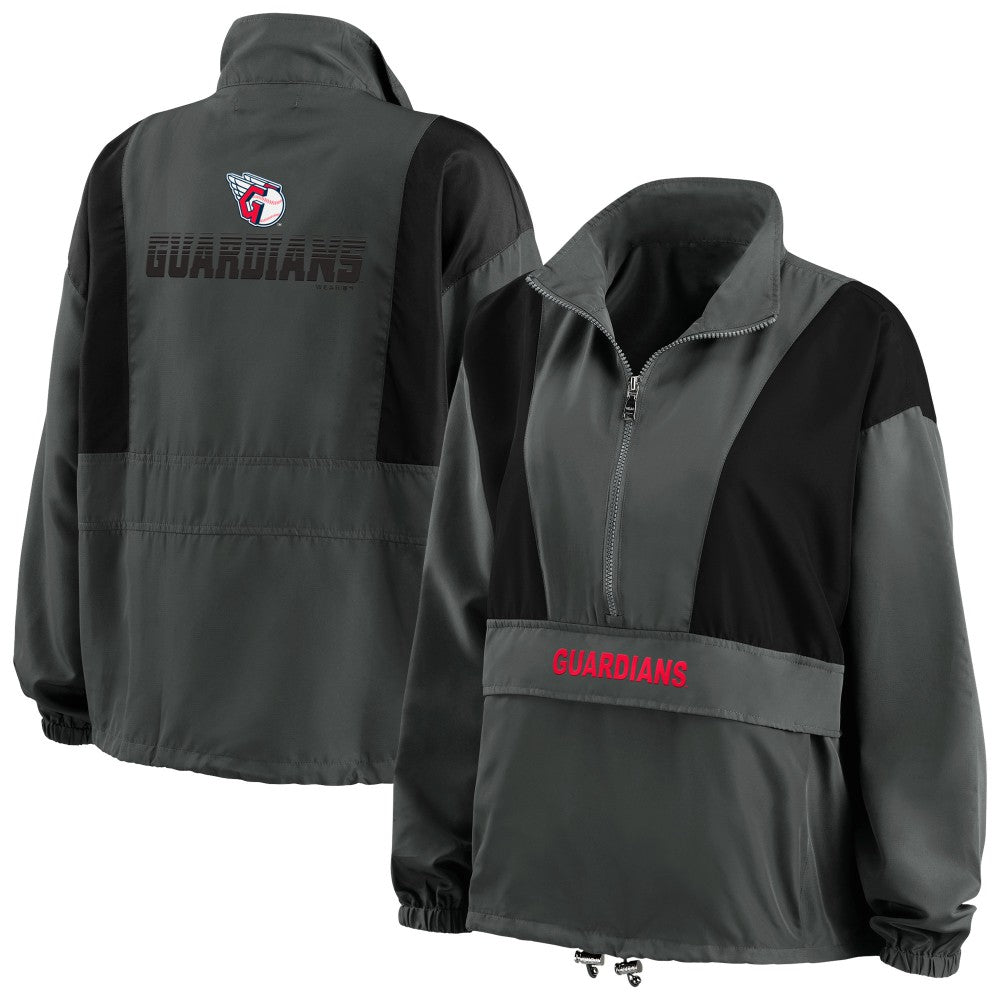 Cleveland Guardians WEAR by Erin Andrews Women's Packable Half-Zip Jacket - Charcoal Jackets