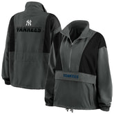 New York Yankees WEAR by Erin Andrews Women's Packable Half-Zip Jacket - Charcoal Jackets