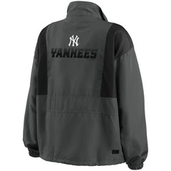 New York Yankees WEAR by Erin Andrews Women's Packable Half-Zip Jacket - Charcoal Jackets