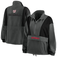Washington Nationals WEAR by Erin Andrews Women's Packable Half-Zip Jacket - Charcoal Jackets
