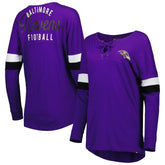 Baltimore Ravens New Era Women's Athletic Varsity Lace-Up Lightweight Long Sleeve T-Shirt - Purple T-shirts
