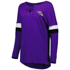 Baltimore Ravens New Era Women's Athletic Varsity Lace-Up Lightweight Long Sleeve T-Shirt - Purple T-shirts