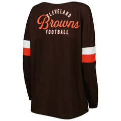 Cleveland Browns New Era Women's Athletic Varsity Lace-Up Lightweight Long Sleeve T-Shirt - Brown T-shirts