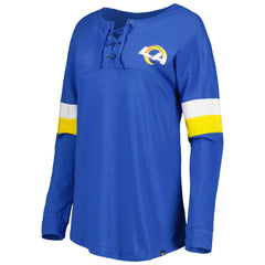 Los Angeles Rams New Era Women's Athletic Varsity Lace-Up Lightweight Long Sleeve T-Shirt - Royal T-shirts