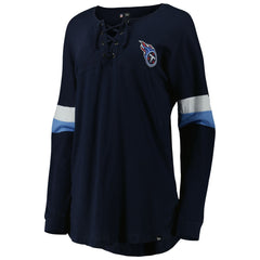 Tennessee Titans New Era Women's Athletic Varsity Lace-Up Lightweight Long Sleeve T-Shirt - Navy T-shirts