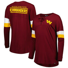 Washington Commanders New Era Women's Athletic Varsity Lace-Up Lightweight Long Sleeve T-Shirt - Burgundy T-shirts