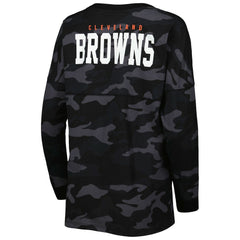 Cleveland Browns New Era Women's Camo Long Sleeve T-Shirt - Black T-shirts
