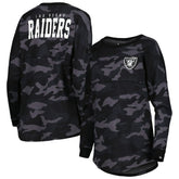 Las Vegas Raiders New Era Women's Camo Long Sleeve T-Shirt - Black T-shirts