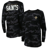 New Orleans Saints New Era Women's Camo Long Sleeve T-Shirt - Black T-shirts