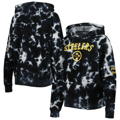 Pittsburgh Steelers New Era Women's Cloud Dye Fleece Pullover Hoodie - Black Hoodies