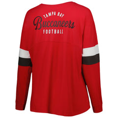 Tampa Bay Buccaneers New Era Women's Plus Size Athletic Varsity Lace-Up V-Neck Long Sleeve T-Shirt - Red T-shirts
