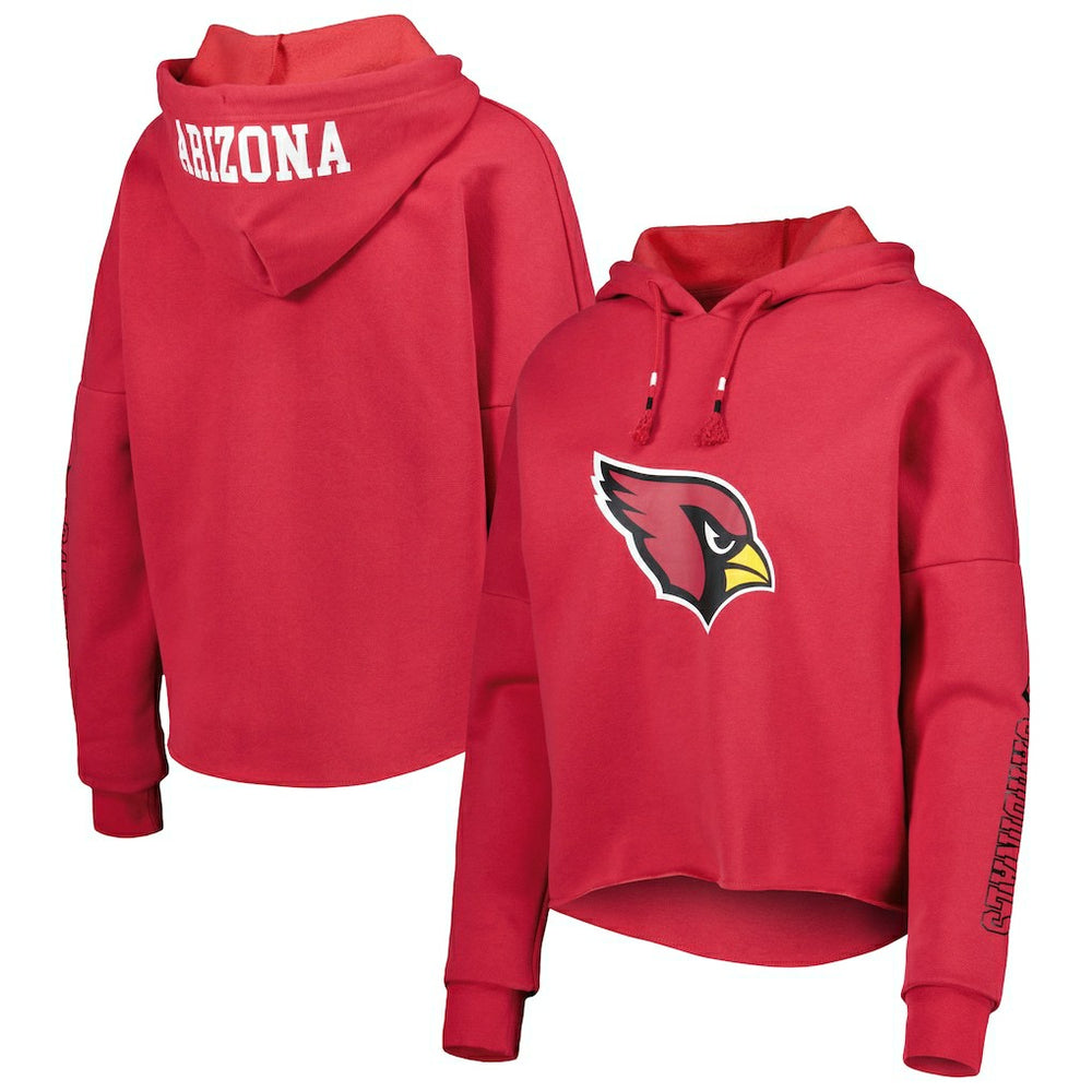 Arizona Cardinals New Era Women's Foil Sleeve Pullover Hoodie - Cardinal Hoodies