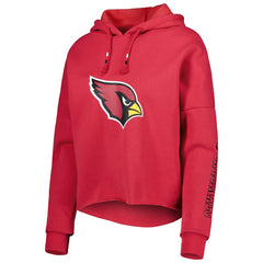 Arizona Cardinals New Era Women's Foil Sleeve Pullover Hoodie - Cardinal Hoodies