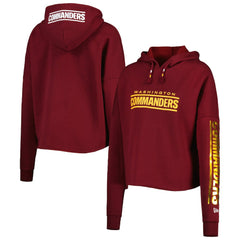 Washington Commanders New Era Women's Foil Sleeve Pullover Hoodie - Burgundy Hoodies