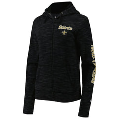 New Orleans Saints New Era Women's Reverse Space-Dye Full-Zip Hoodie - Black Hoodies