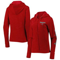 Tampa Bay Buccaneers New Era Women's Reverse Space-Dye Full-Zip Hoodie - Red Hoodies