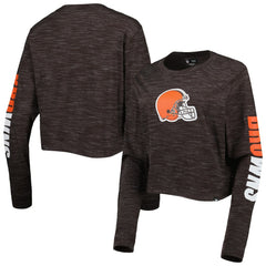 Cleveland Browns New Era Women's Crop Long Sleeve T-Shirt - Brown T-shirts