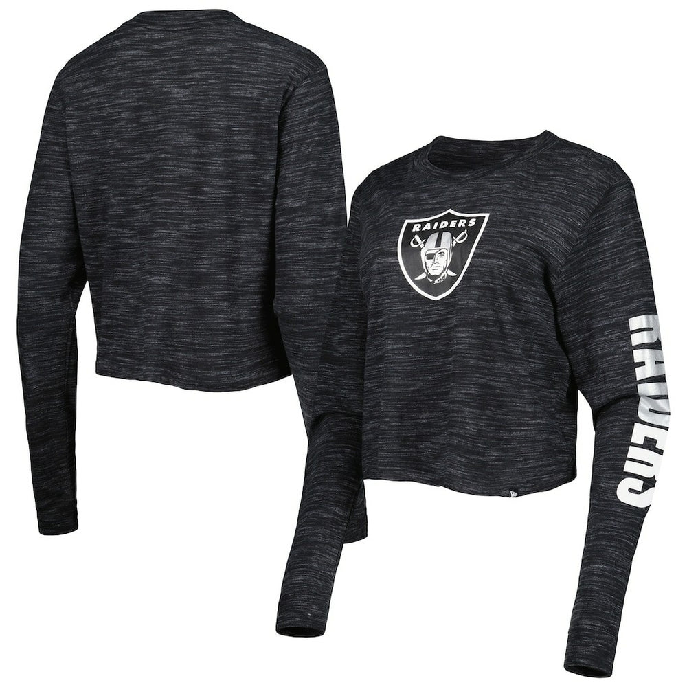 Las Vegas Raiders New Era Women's Crop Long Sleeve T-Shirt - Black T-shirts