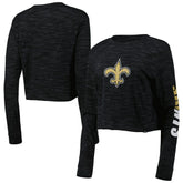 New Orleans Saints New Era Women's Crop Long Sleeve T-Shirt - Black T-shirts