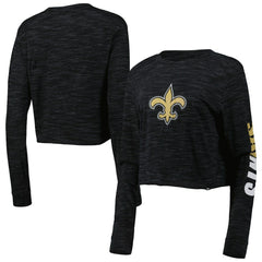 New Orleans Saints New Era Women's Crop Long Sleeve T-Shirt - Black T-shirts
