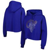 Los Angeles Rams Cuce Women's Crystal Logo Cropped Pullover Hoodie - Royal Hoodies
