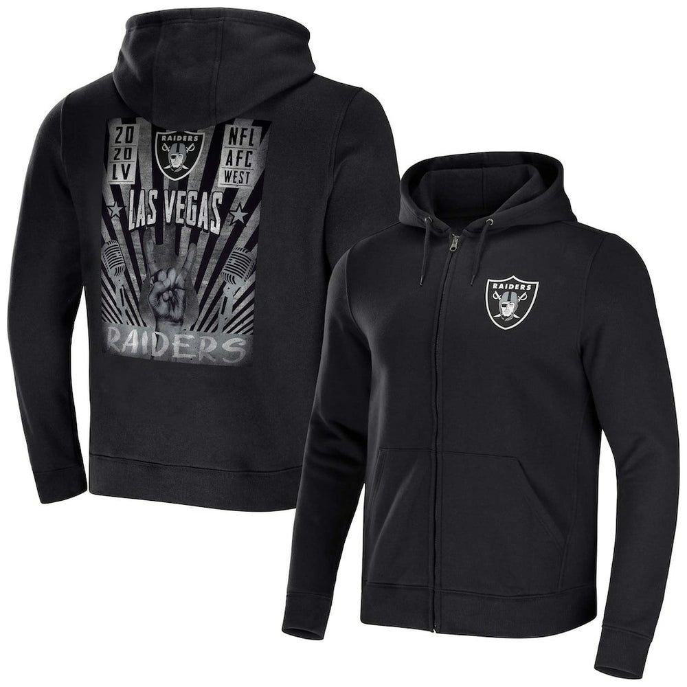 Las Vegas Raiders NFL x Darius Rucker Collection Rocker Full-Zip Hoodie - Black Hoodies
