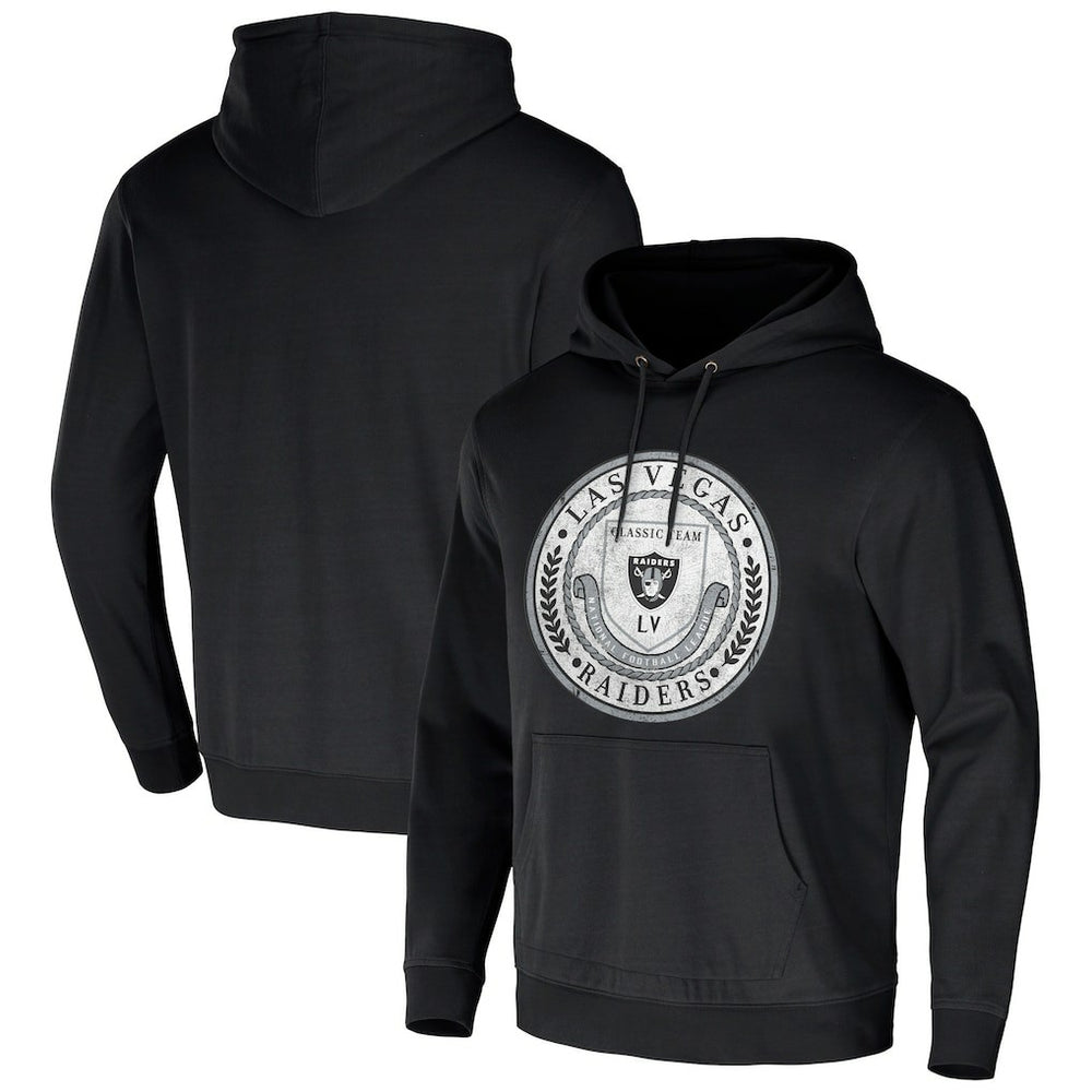 Las Vegas Raiders NFL x Darius Rucker Collection Washed Pullover Hoodie - Black Hoodies