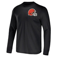 Cleveland Browns NFL x Darius Rucker Collection Team Long Sleeve Pocket T-Shirt - Brown T-shirts