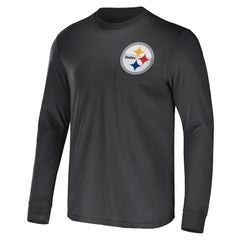 Pittsburgh Steelers NFL x Darius Rucker Collection Team Long Sleeve Pocket T-Shirt - Black T-shirts