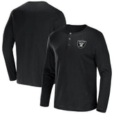Las Vegas Raiders NFL x Darius Rucker Collection Slub Jersey Henley Long Sleeve T-Shirt - Black T-shirts